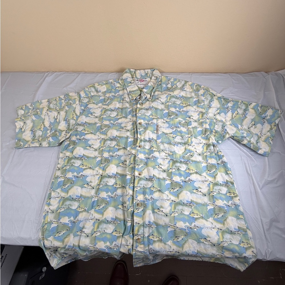 Columbia Blue and Green Cotton Shirt‎